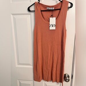 Zara Women's pinkish Orange Tank Top